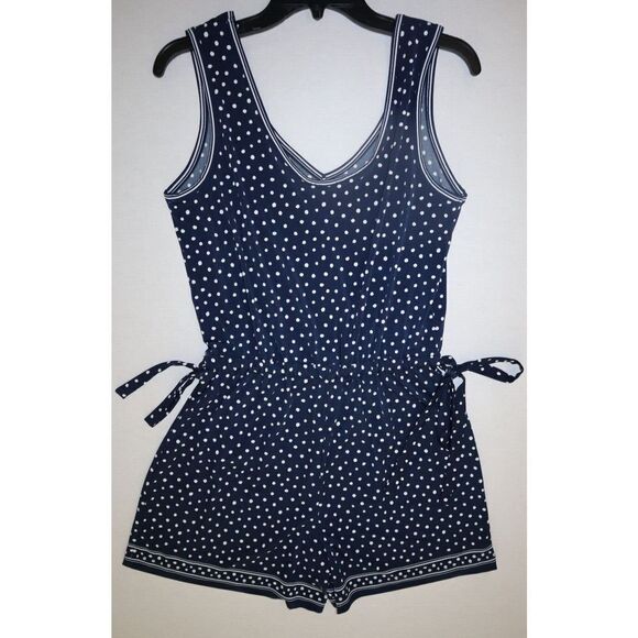 Max Studio 8903W47 Women's Sz M Navy Blue Polka Dot Romper $98 - Picture 6 of 9